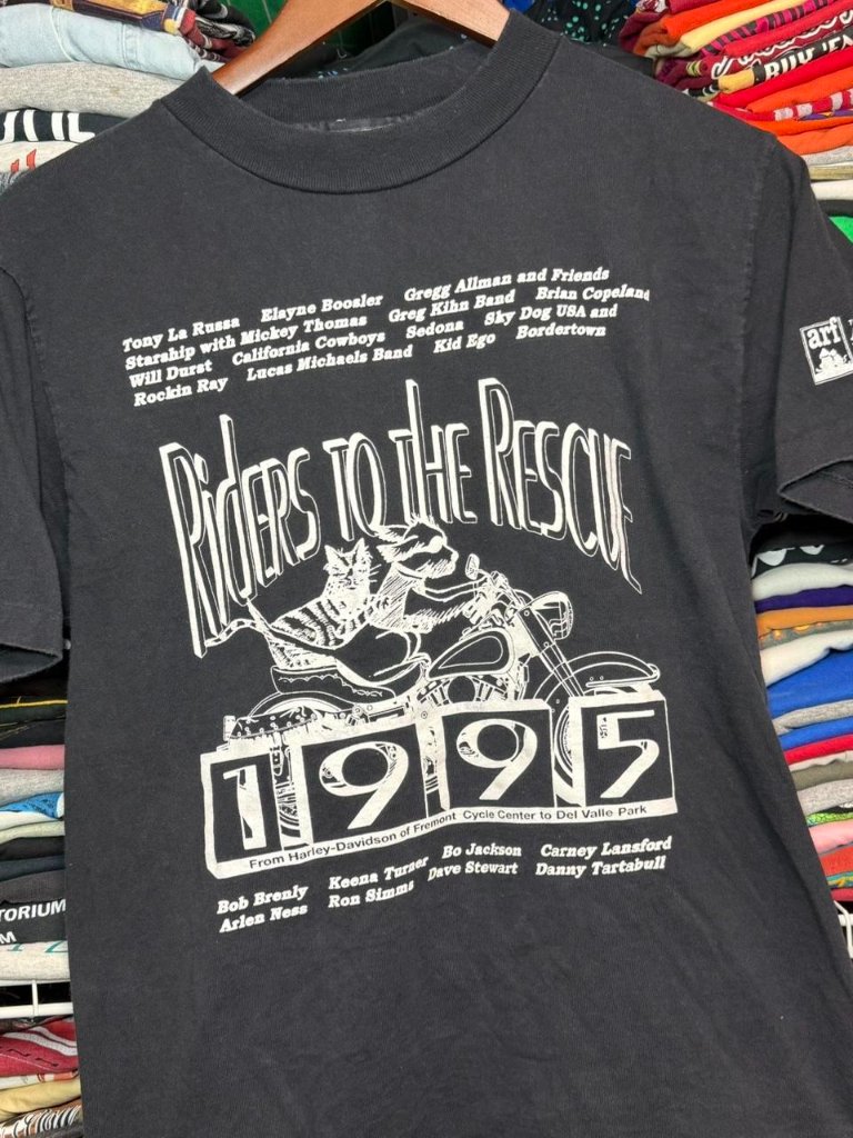 90s Vintage Harley Biker Animal Rescue Event T Shirt